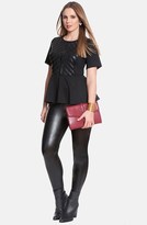 Thumbnail for your product : ELOQUII Faux Leather & Ponte Peplum Top (Plus Size)
