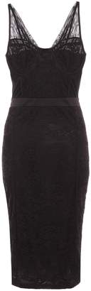 Quiz Black Lace Ruched Midi Dress