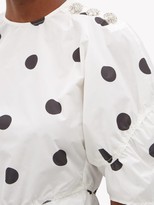 Thumbnail for your product : Ganni Gathered Polka-dot Poplin Top - White Multi