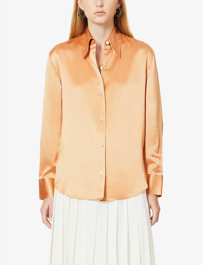 Vince Pointcollar silksatin shirt ShopStyle Tops