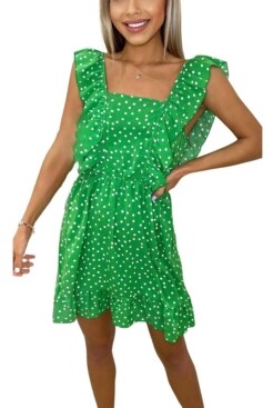 Green Polka Dot High Neck Playsuit | AX Paris | SilkFred