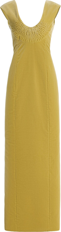 COLLEEN ALLEN Split-Detailed Cotton-Velvet Maxi Dress