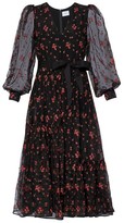 Thumbnail for your product : Erdem Lucina Floral-embroidered Organza Dress - Black Red