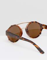 Thumbnail for your product : Quay Round Cross Bar Sunglasses In Brown Tortoise