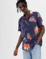Thumbnail for your product : HUF Shirt With All Over Japanese Floral Print In Navy