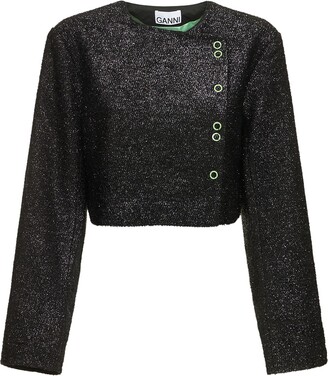Ganni Sparkling knit cropped blazer