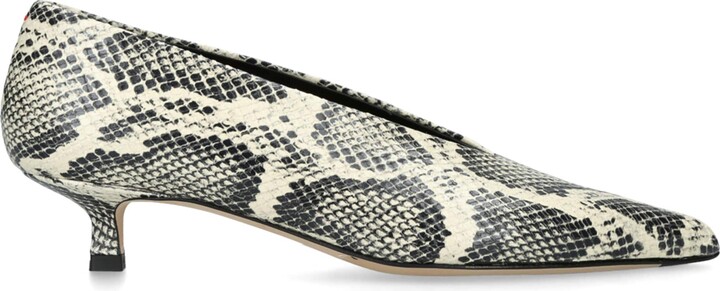 AEYDĒ Leather Snake Print Clara Pumps 35