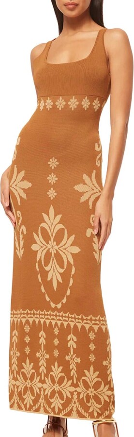 MISA Kalil Dress In Brown Flora Santiago