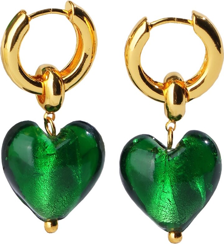 Classicharms Esmée Green Glaze Heart Dangle Earrings