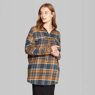 Wild Fable Women's Plaid Long Sleeve Oversized Button-Down Flannel Shirt - Wild Fable