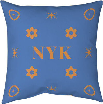 Khieu New York Basketball Colors White Blue Orange Cotton Twill Pillow 14 Inch X 14 Inch