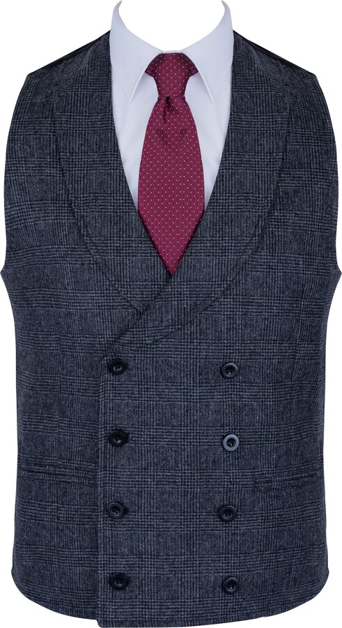 Abel & Burke Mens Formal Wedding Waistcoat Classic 6 Button Jacquard Suit Vest Tailored Fit V Neck Design Adjustable Rear Cinch 