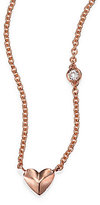 Thumbnail for your product : Sydney Evan Diamond & 14K Rose Gold Mini Heart Charm Necklace