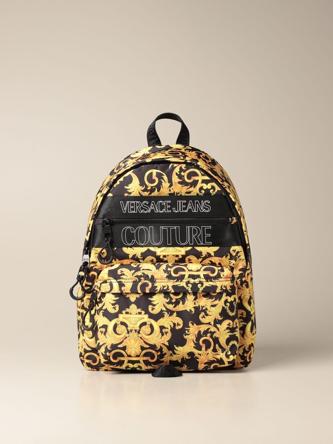 Versace Jeans Couture Backpack In Baroque Nylon With Logo - ShopStyle