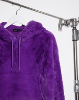 Thumbnail for your product : ASOS DESIGN oversized faux fur hoodie in bright purple