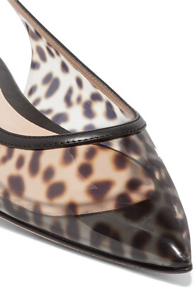 Gianvito Rossi Jen Leopard-print Pvc Slingback Point-toe Flats