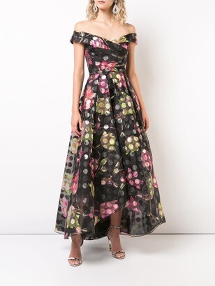 Marchesa Notte Off-The-Shoulder Floral Dress