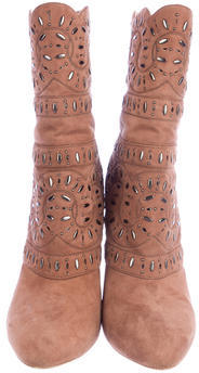 Alaia Embellished Suede Boots