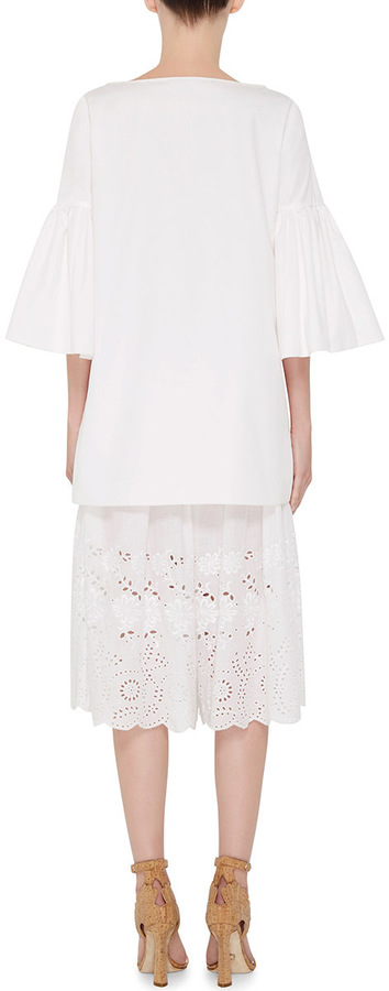 white bell sleeve tunic