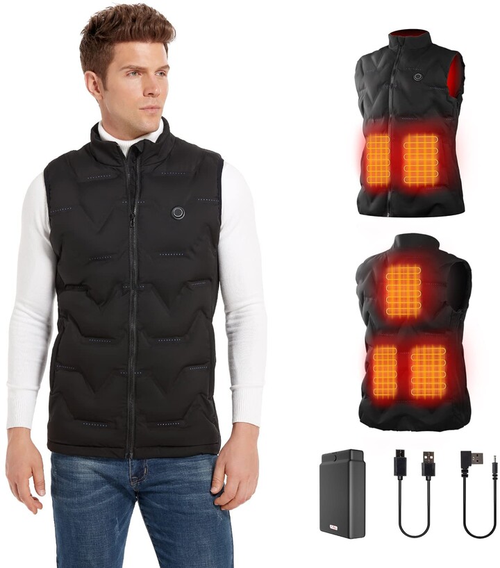 MOGOI Electric Heated Vest for Men Women,USB Rechargeable Heating Body Warmer Gilet with 3 Temperature,Washable Heated Jacket for Outdoor Skiing Hiking Fishing Motorcycle Camping 