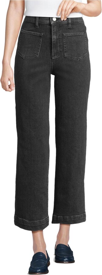 Lands' End Women's Soft Denim High Rise Wide Leg Patch Pocket Crop Jeans