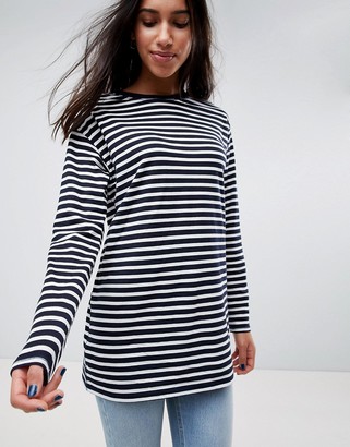 ASOS Design stripe t-shirt with long sleeve in oversize fit
