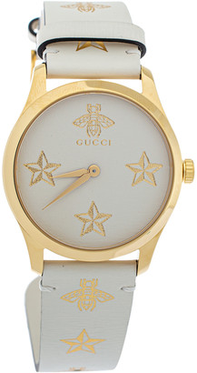 Gucci Cream Yellow Gold Tone Stainless Steel Leather G-Timeless YA1264096  Women's Wristwatch 38 mm - ShopStyle Watches