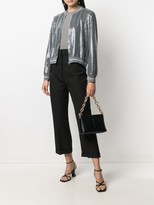 Thumbnail for your product : D-Exterior Sequinned Stripe-Trimmed Bomber Jacket