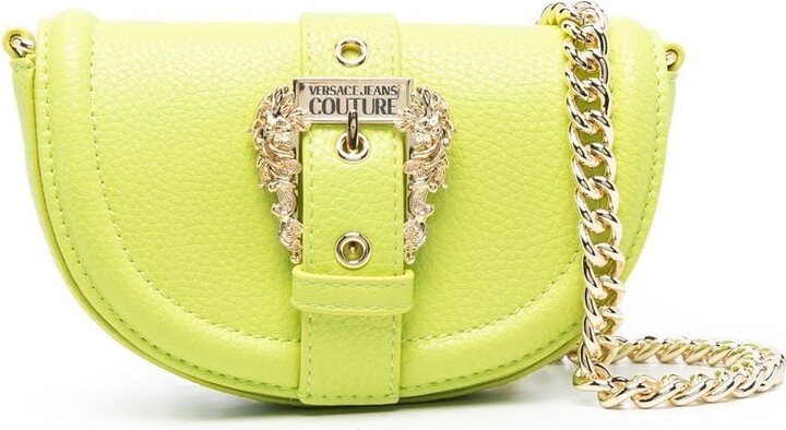 Versace Jeans Couture Women Olive Baroque Buckle Mini Crossbody Bag, Onesize| Luxury Crossbody Bags for Women | Darveys