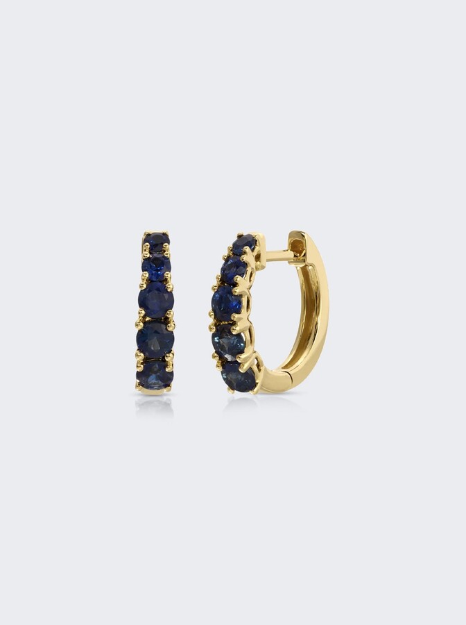 Graduated Blue Sapphire Huggie Earrings