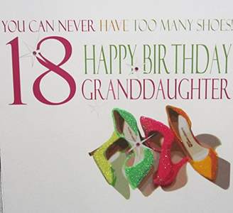 WHITE COTTON CARDS Neon Shoes You Can Never Have Too many Shoes! 18 Happy Birthday Granddaughter Handmade 18th Birthday Card, White, Large
