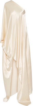 Rosetta Getty One-shoulder Washed-satin Gown - Cream