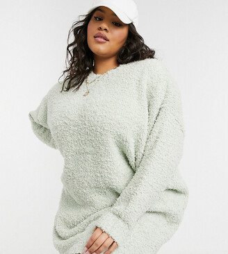 Collusion Plus exclusive textured sweater dress in light green