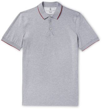 Brunello Cucinelli Slim-Fit Contrast-Tipped Cotton-Jersey Polo Shirt