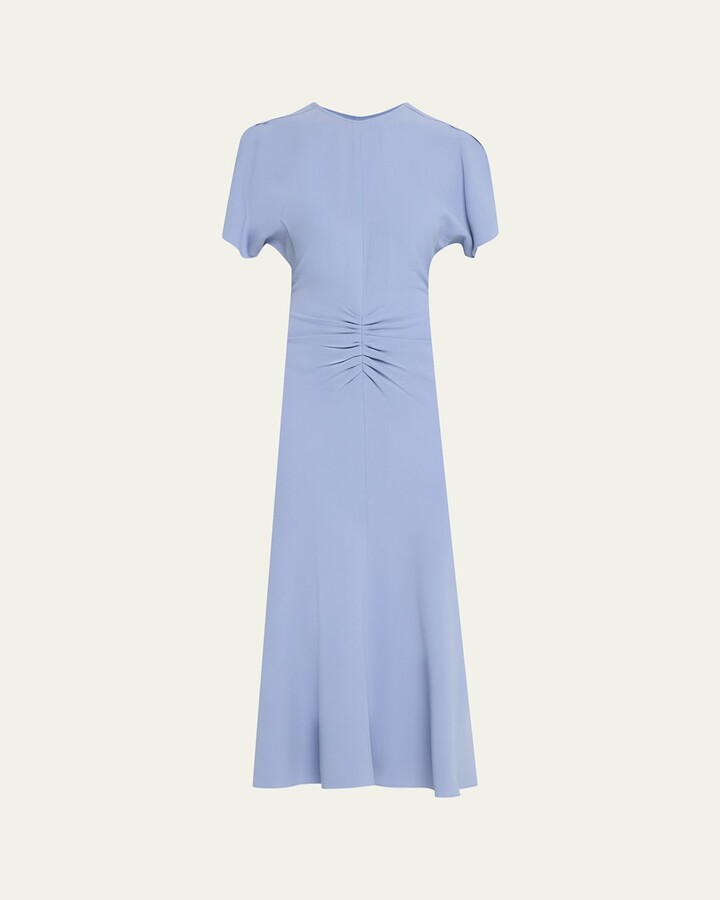 Victoria Beckham Gathered Crepe Midi Dress