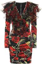 Thumbnail for your product : Dolce & Gabbana Rose-printed stretch silk minidress