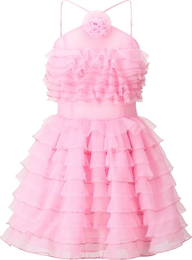 STAUD Women's Florian Tiered Ruffle Halter Minidress - Tulip - Size 6 ...