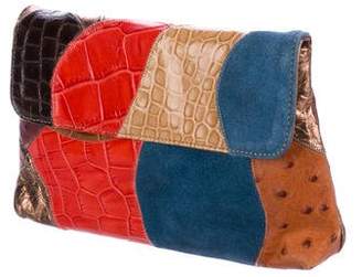 Carlos Falchi Embossed Patchwork Leather Clutch
