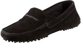 Thumbnail for your product : Manolo Blahnik Terry-Trimmed Suede Driver, Black