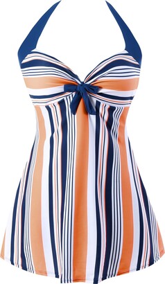 Sixyotie Women's Plus Size Swimsuit One Piece Swim Dress with Skirt Tummy  Control Swimwear (Rainbow - ShopStyle