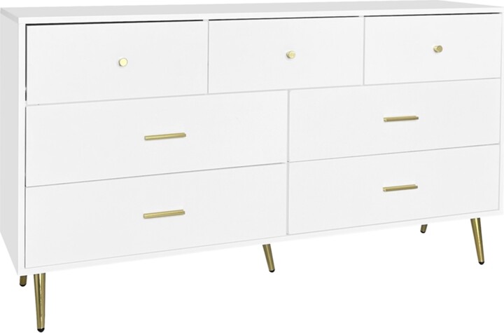 Slickblue Modern Chest of Drawers – 7-Drawer Dresser with Golden Handles & Legs, Stylish Storage for Bedroom