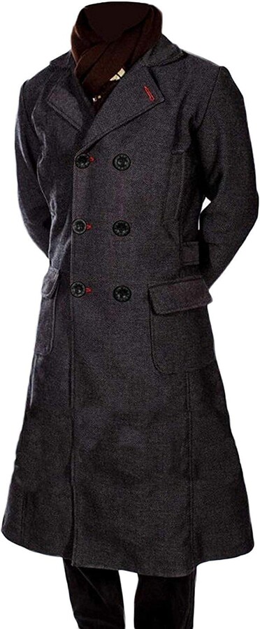 Vintagearc Sherlock Grey Wool Classic Holmes Trench Long Coat