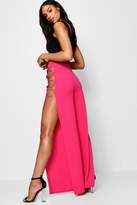 Thumbnail for your product : boohoo Crepe O Ring Side Split Wide Leg Trouser