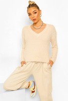 Thumbnail for your product : boohoo Fluffy V Neck Jumper