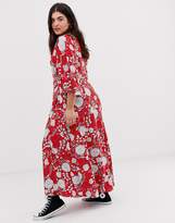 Thumbnail for your product : Brave Soul Plus kea midi wrap dress in bold floral print