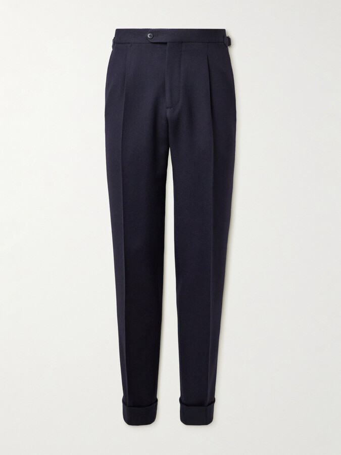 Saman Amel Straight-Leg Pleated Wool Suit Trousers
