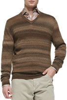 Thumbnail for your product : Isaia Cashmere Ombre-Stripe Sweater, Beige
