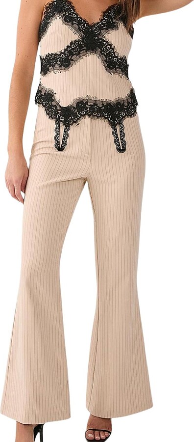 Nasty Gal Lace Trim Tailored Flared Pants