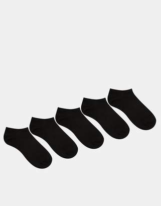 ASOS DESIGN 5 Pack Sneaker Socks Black