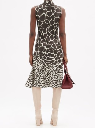 Ferragamo Giraffe-print Sleeveless Silk-twill Dress - Animal